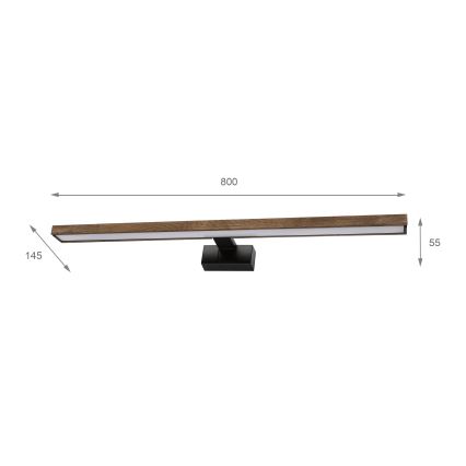 Brilagi - LED-spejlbelysning til badeværelset WOODY MIRROR 3-i-1 LED/15W/230V 80 cm IP44 sort/eg-valnød