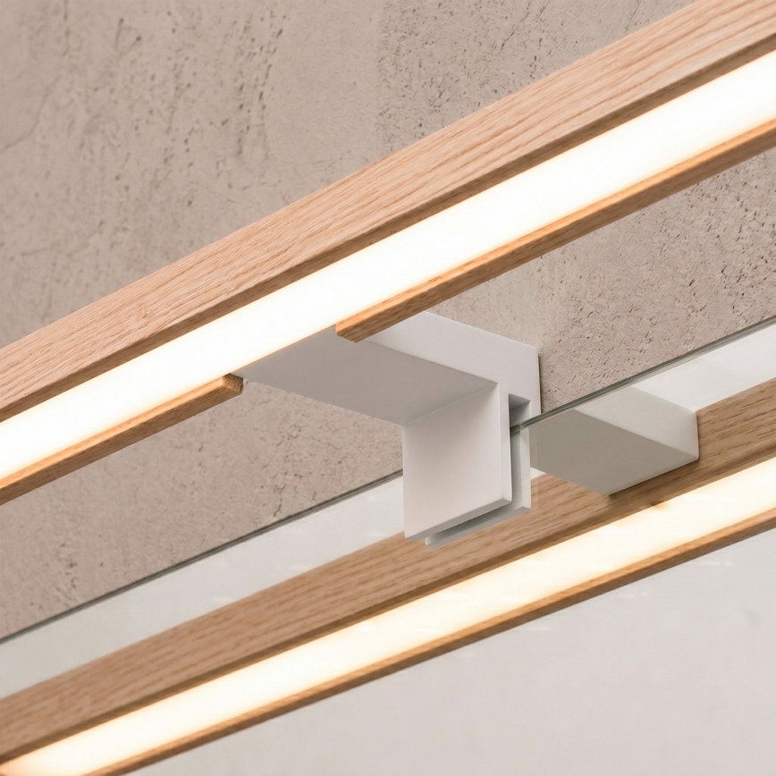 Brilagi - LED-belysning til badeværelsesspejl 3-i-1 WOODY MIRROR LED/12W/230V 60 cm IP44 hvid/eg