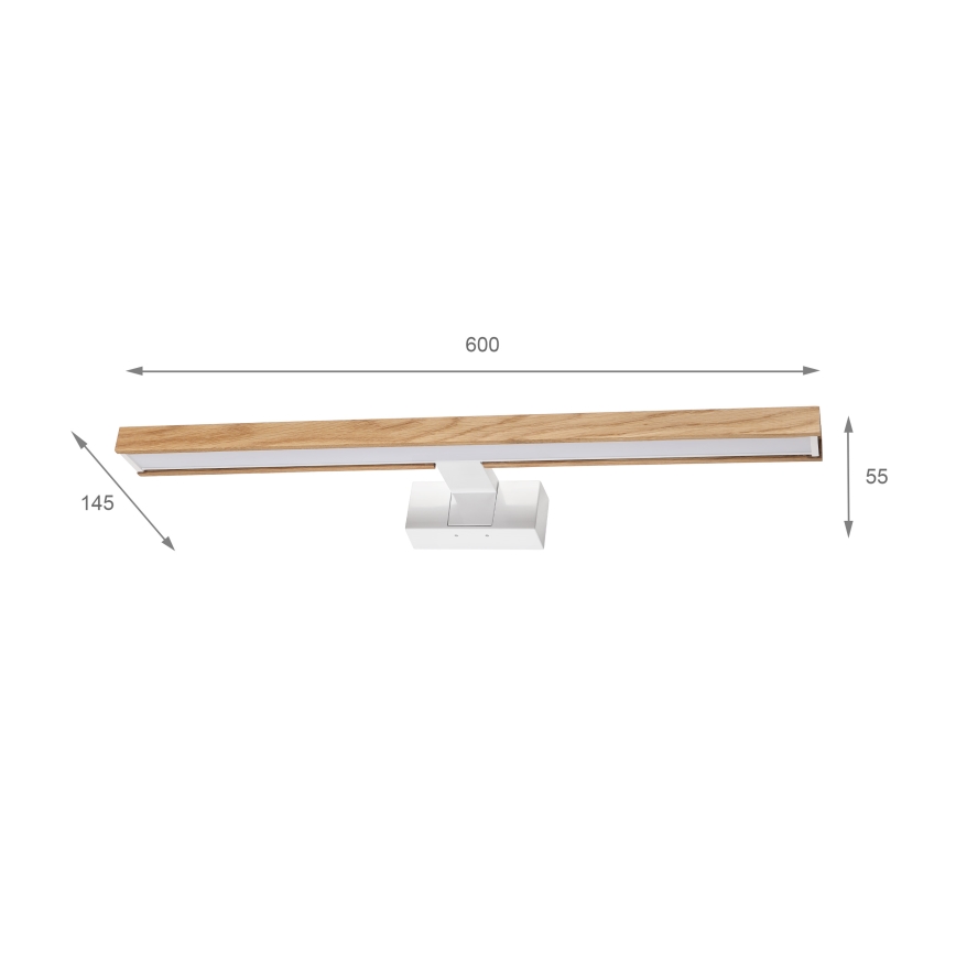 Brilagi - LED-belysning til badeværelsesspejl 3-i-1 WOODY MIRROR LED/12W/230V 60 cm IP44 hvid/eg