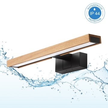 Brilagi - LED-spejlbelysning til badeværelset 3-i-1 WOODY MIRROR LED/8W/230V IP44 sort/egetræ