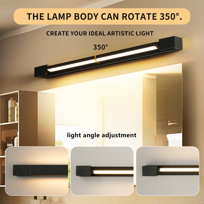 Brilagi - LED-belysning til badeværelsesspejl AQUA LINE LED/18W/230V 60 cm IP44 sort CRI 90