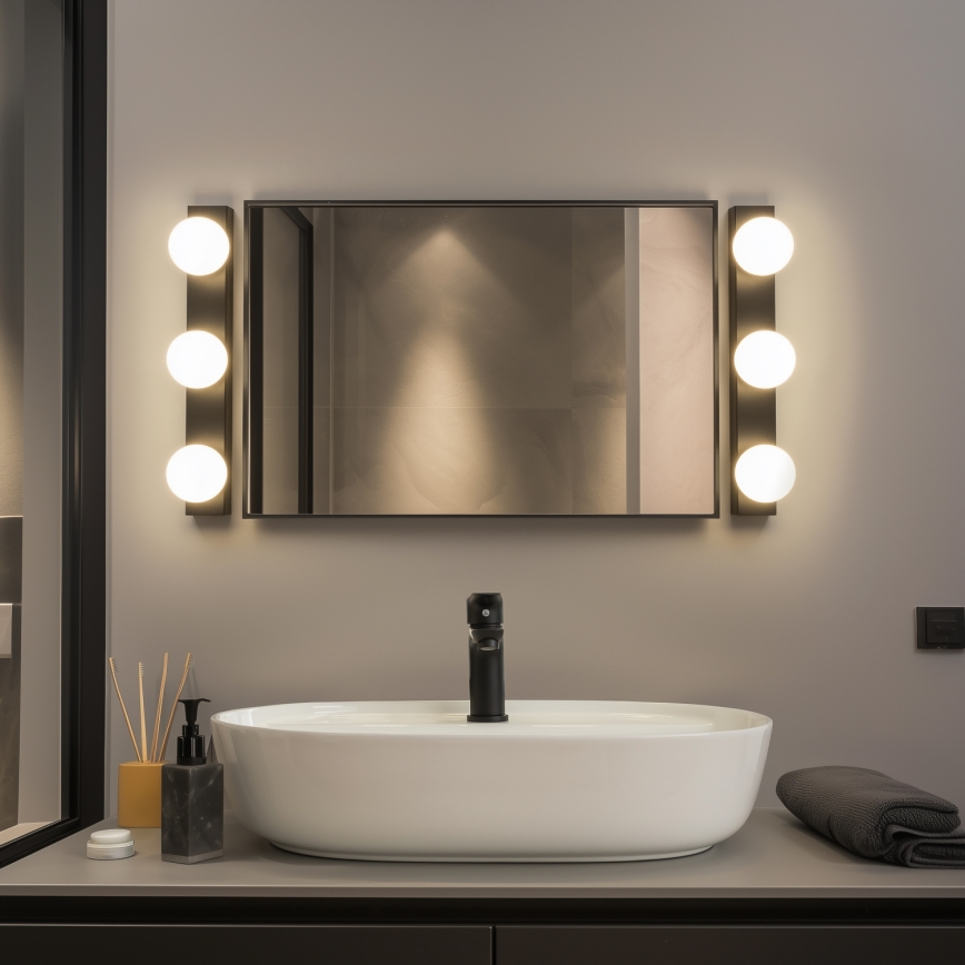 Brilagi - LED-spejlbelysning til badeværelset HOLLYWOOD 3xLED/3W/230V 39 cm IP44 sort