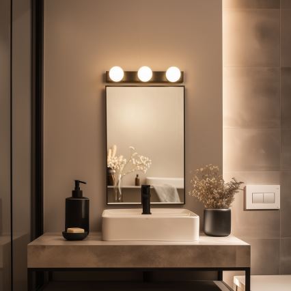Brilagi - LED-spejlbelysning til badeværelset HOLLYWOOD 3xLED/3W/230V 39 cm IP44 sort