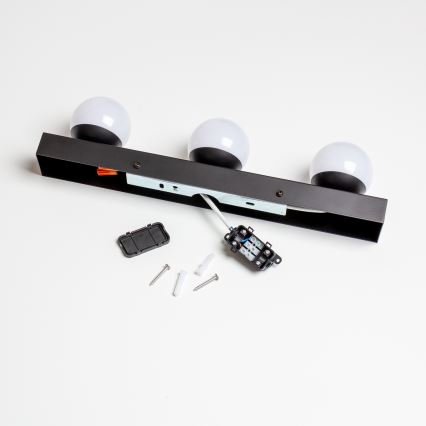 Brilagi - LED-spejlbelysning til badeværelset HOLLYWOOD 3xLED/3W/230V 39 cm IP44 sort