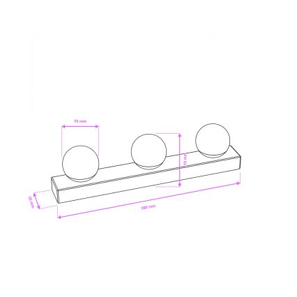 Brilagi - LED-spejlbelysning til badeværelset HOLLYWOOD 3xLED/3W/230V 39 cm IP44 sort
