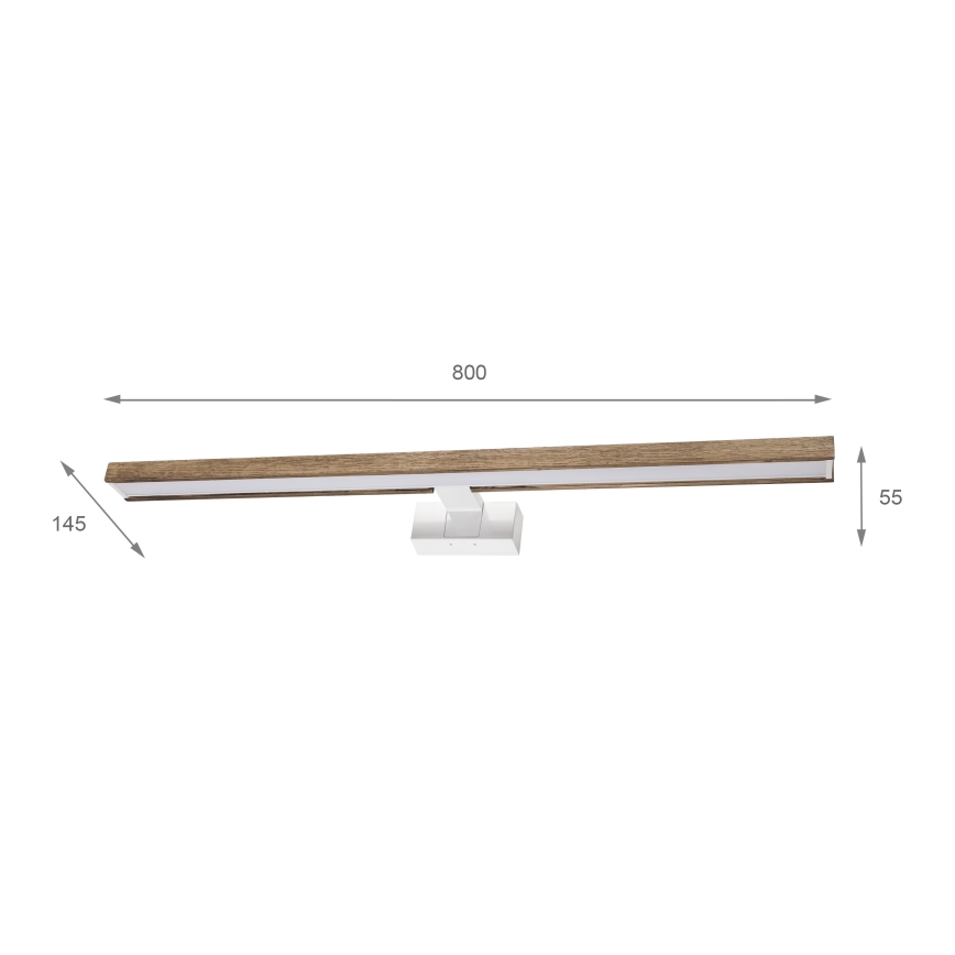 Brilagi - LED badeværelsesbelysning til spejl WOODY MIRROR 3-i-1 LED/15W/230V 80 cm IP44 hvid/eg-valnød