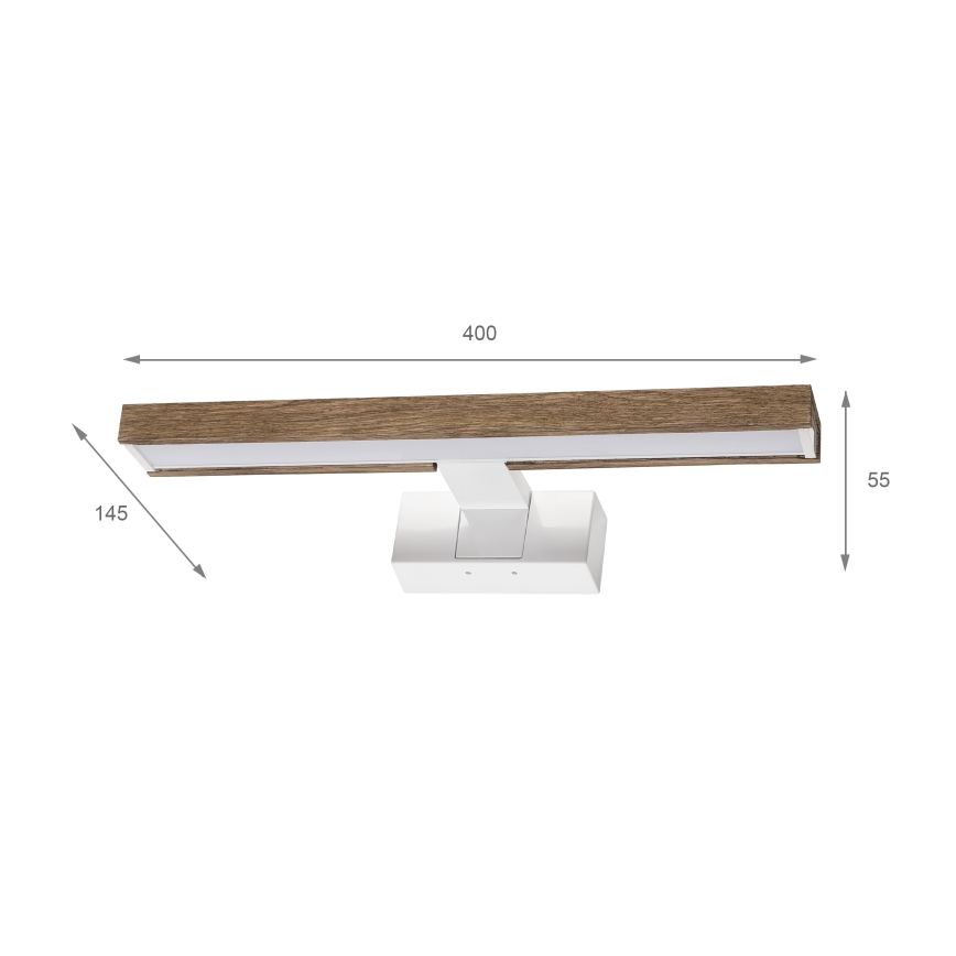 Brilagi - LED-belysning til badeværelsesspejl WOODY MIRROR 3 i 1 LED/8W/230V 40 cm IP44 hvid/eg