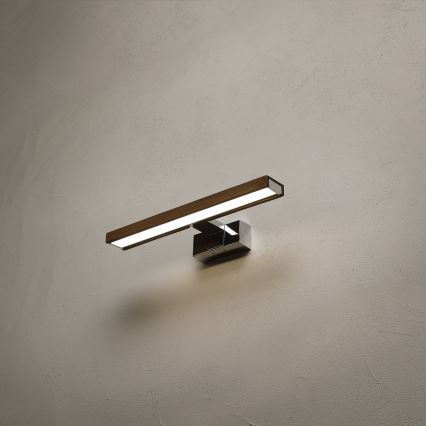 Brilagi - LED-belysning til badeværelsesspejl WOODY MIRROR 3-i-1 LED/8W/230V 40 cm IP44 blank krom/eg/valnød