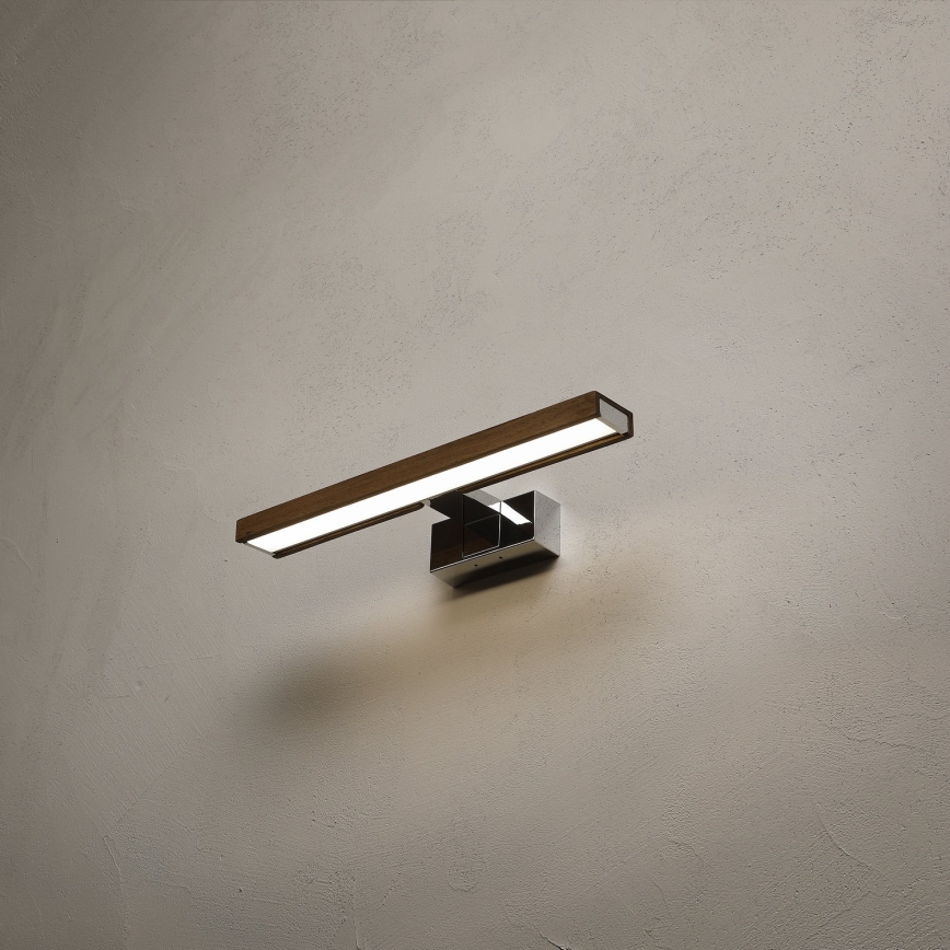 Brilagi - LED-belysning til badeværelsesspejl WOODY MIRROR 3-i-1 LED/8W/230V 40 cm IP44 blank krom/eg/valnød