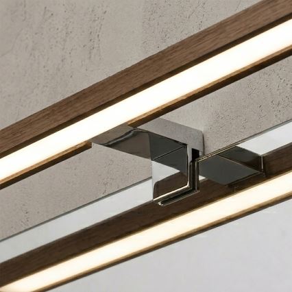 Brilagi - LED-belysning til badeværelsesspejl WOODY MIRROR 3-i-1 LED/8W/230V 40 cm IP44 blank krom/eg/valnød