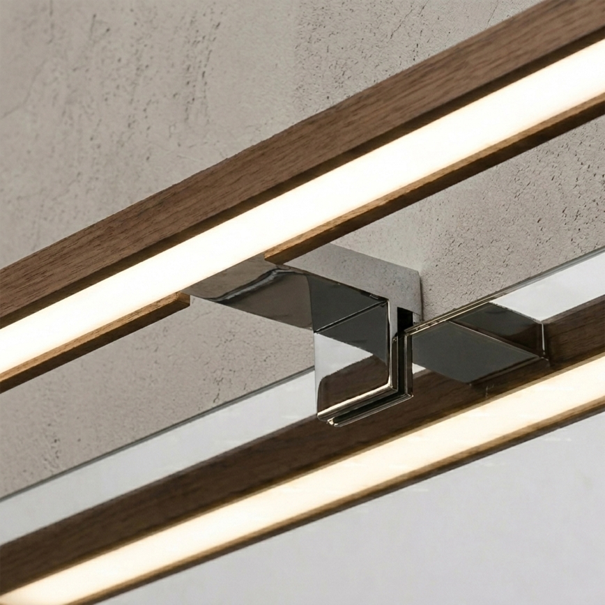 Brilagi - LED-belysning til badeværelsesspejl WOODY MIRROR 3-i-1 LED/8W/230V 40 cm IP44 blank krom/eg/valnød