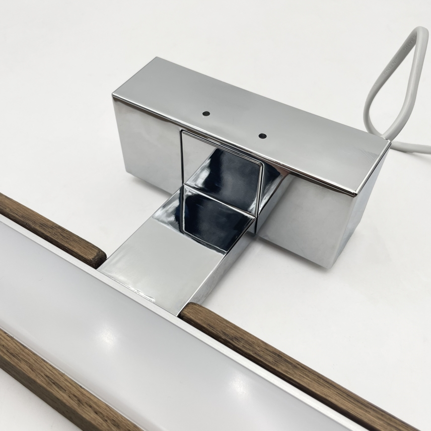Brilagi - LED-belysning til badeværelsesspejl WOODY MIRROR 3-i-1 LED/8W/230V 40 cm IP44 blank krom/eg/valnød