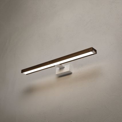 Brilagi - WOODY MIRROR 3-i-1 LED-belysning til badeværelsesspejl, 12W/230V, 60 cm, IP44, hvid/eg-valnød
