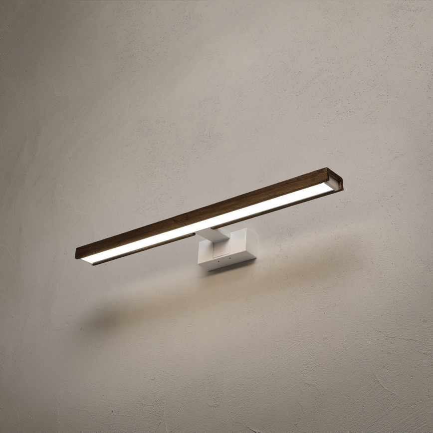 Brilagi - WOODY MIRROR 3-i-1 LED-belysning til badeværelsesspejl, 12W/230V, 60 cm, IP44, hvid/eg-valnød
