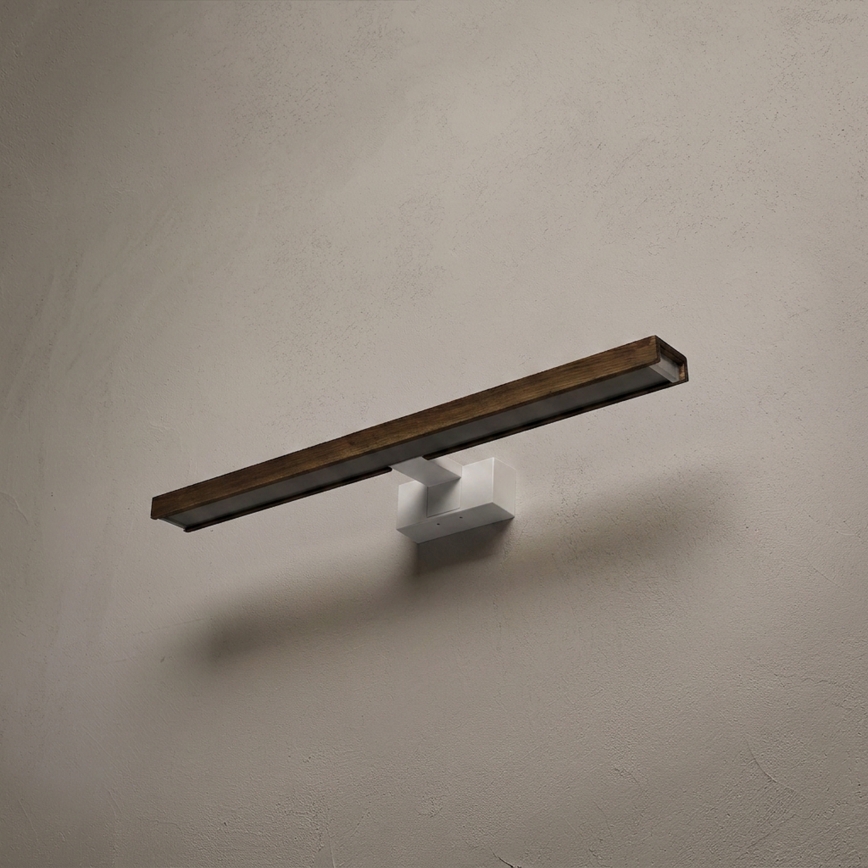 Brilagi - WOODY MIRROR 3-i-1 LED-belysning til badeværelsesspejl, 12W/230V, 60 cm, IP44, hvid/eg-valnød