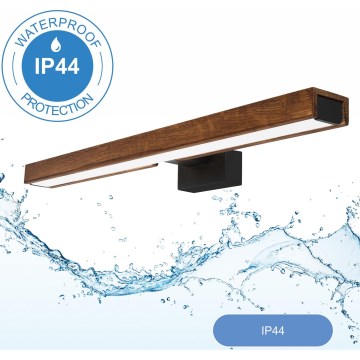 Brilagi - LED spejllampe til badeværelse WOODY MIRROR LED/12W/230V 60 cm IP44 eg kirsebær/sort
