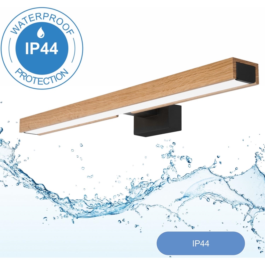 Brilagi - LED spejllampe til badeværelse WOODY MIRROR LED/12W/230V 60 cm IP44 eg/sort