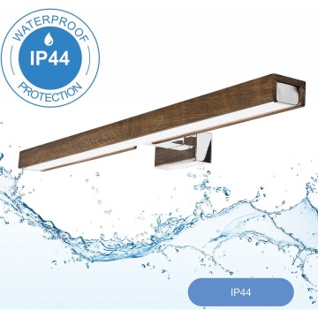 Brilagi - LED spejllampe til badeværelse WOODY MIRROR LED/12W/230V 60 cm IP44 eg valnød/skinnende krom