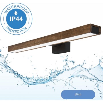 Brilagi - LED spejllampe til badeværelse WOODY MIRROR LED/12W/230V 60 cm IP44 eg valnød/sort