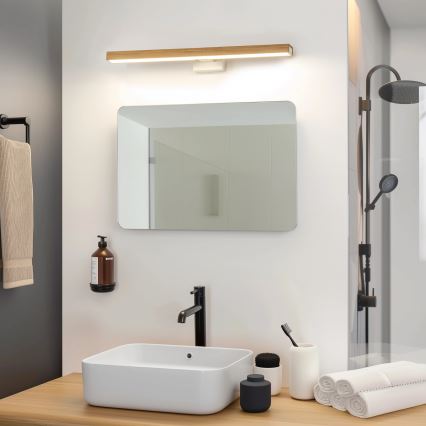 Brilagi - LED spejllampe til badeværelse WOODY MIRROR LED/12W/230V 60 cm IP44 eg/hvid