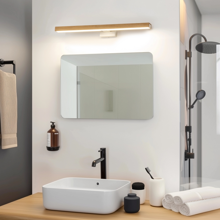 Brilagi - LED spejllampe til badeværelse WOODY MIRROR LED/12W/230V 60 cm IP44 eg/hvid
