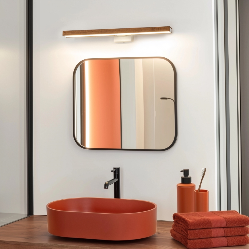 Brilagi - LED spejllampe til badeværelse WOODY MIRROR LED/12W/230V 60 cm IP44 eg kirsebær/hvid