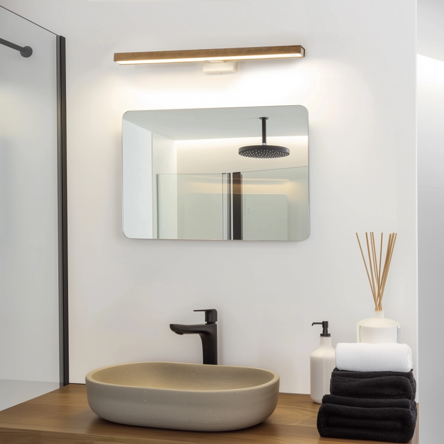 Brilagi - LED spejllampe til badeværelse WOODY MIRROR LED/12W/230V 60 cm IP44 eg valnød/hvid