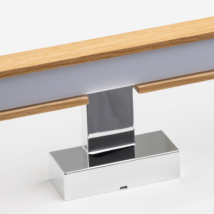 Brilagi - LED spejllampe til badeværelse WOODY MIRROR LED/12W/230V 60 cm IP44 eg/skinnende krom