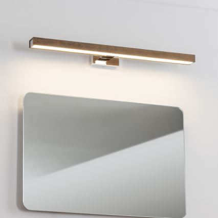 Brilagi - LED spejllampe til badeværelse WOODY MIRROR LED/12W/230V 60 cm IP44 eg valnød/skinnende krom