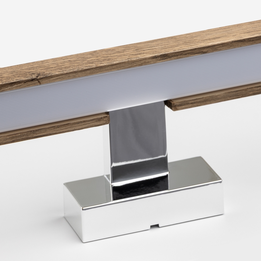 Brilagi - LED spejllampe til badeværelse WOODY MIRROR LED/12W/230V 60 cm IP44 eg valnød/skinnende krom
