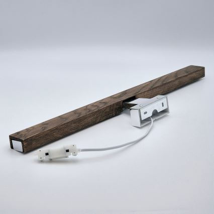 Brilagi - LED spejllampe til badeværelse WOODY MIRROR LED/12W/230V 60 cm IP44 eg valnød/skinnende krom