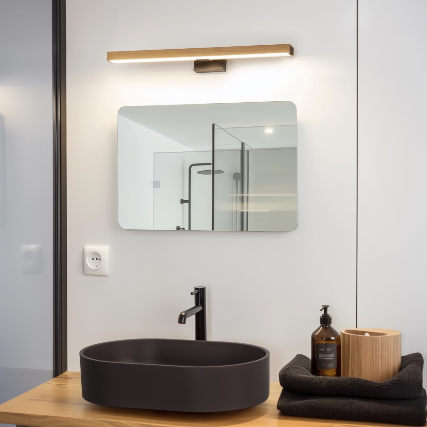 Brilagi - LED spejllampe til badeværelse WOODY MIRROR LED/12W/230V 60 cm IP44 eg/sort