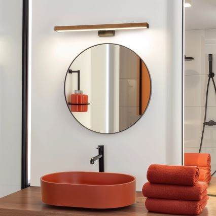 Brilagi - LED spejllampe til badeværelse WOODY MIRROR LED/12W/230V 60 cm IP44 eg kirsebær/sort