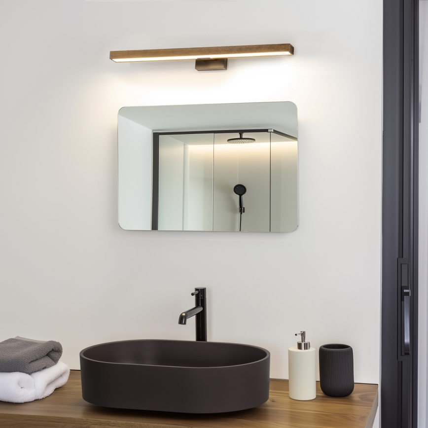 Brilagi - LED spejllampe til badeværelse WOODY MIRROR LED/12W/230V 60 cm IP44 eg valnød/sort