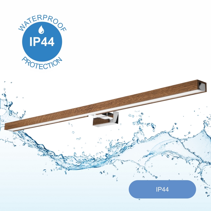 Brilagi - LED spejllampe til badeværelse WOODY MIRROR LED/15W/230V 90 cm IP44 eg kirsebær/skinnende krom