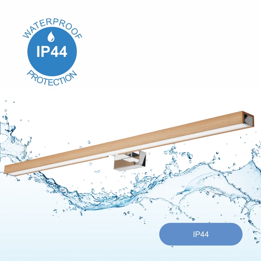 Brilagi - LED spejllampe til badeværelse WOODY MIRROR LED/15W/230V 90 cm IP44 eg/skinnende krom