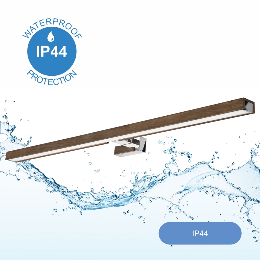 Brilagi - LED spejllampe til badeværelse WOODY MIRROR LED/15W/230V 90 cm IP44 eg/skinnende krom