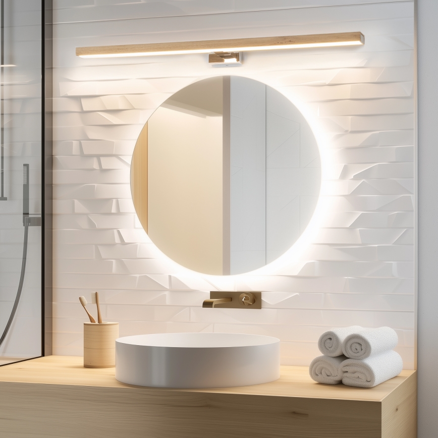 Brilagi - LED spejllampe til badeværelse WOODY MIRROR LED/15W/230V 90 cm IP44 eg/hvid