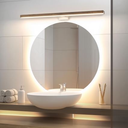 Brilagi - LED spejllampe til badeværelse WOODY MIRROR LED/15W/230V 90 cm IP44 eg/hvid