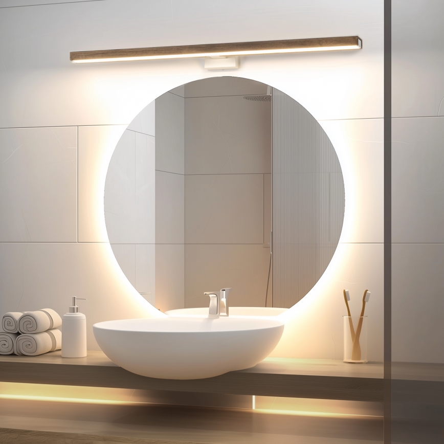 Brilagi - LED spejllampe til badeværelse WOODY MIRROR LED/15W/230V 90 cm IP44 eg/hvid