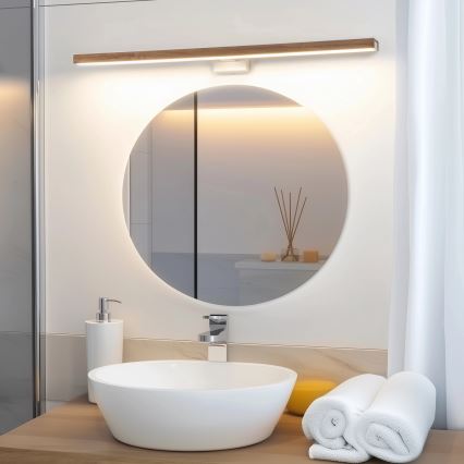 Brilagi - LED spejllampe til badeværelse WOODY MIRROR LED/15W/230V 90 cm IP44 eg kirsebær/hvid