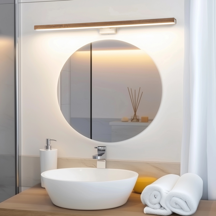 Brilagi - LED spejllampe til badeværelse WOODY MIRROR LED/15W/230V 90 cm IP44 eg kirsebær/hvid