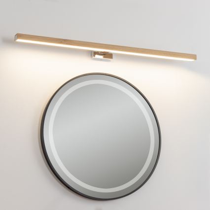 Brilagi - LED spejllampe til badeværelse WOODY MIRROR LED/15W/230V 90 cm IP44 eg/skinnende krom