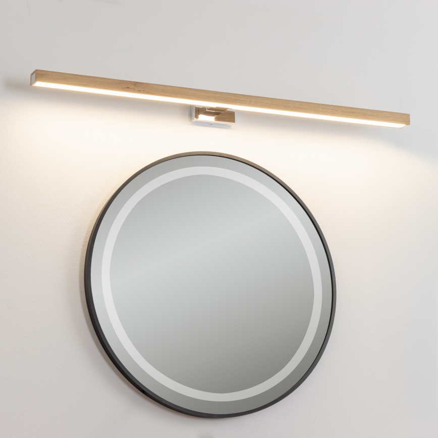 Brilagi - LED spejllampe til badeværelse WOODY MIRROR LED/15W/230V 90 cm IP44 eg/skinnende krom