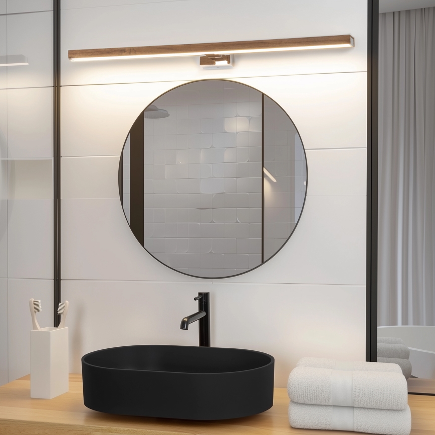 Brilagi - LED spejllampe til badeværelse WOODY MIRROR LED/15W/230V 90 cm IP44 eg/skinnende krom