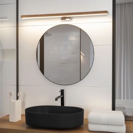 Brilagi - LED spejllampe til badeværelse WOODY MIRROR LED/15W/230V 90 cm IP44 eg kirsebær/skinnende krom