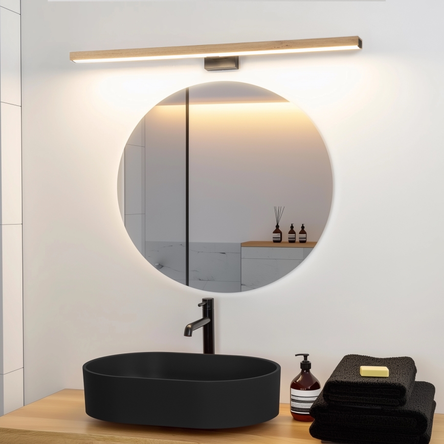 Brilagi - LED spejllampe til badeværelse WOODY MIRROR LED/15W/230V 90 cm IP44 eg/sort