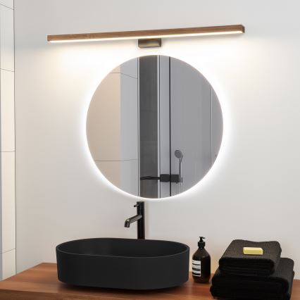 Brilagi - LED spejllampe til badeværelse WOODY MIRROR LED/15W/230V 90 cm IP44 eg kirsebær/sort