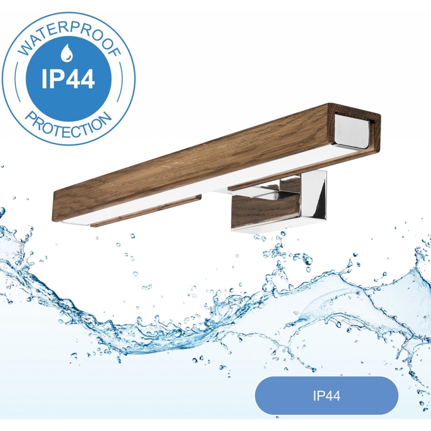 Brilagi - LED spejllampe til badeværelse WOODY MIRROR LED/8W/230V 40 cm IP44 eg/skinnende krom