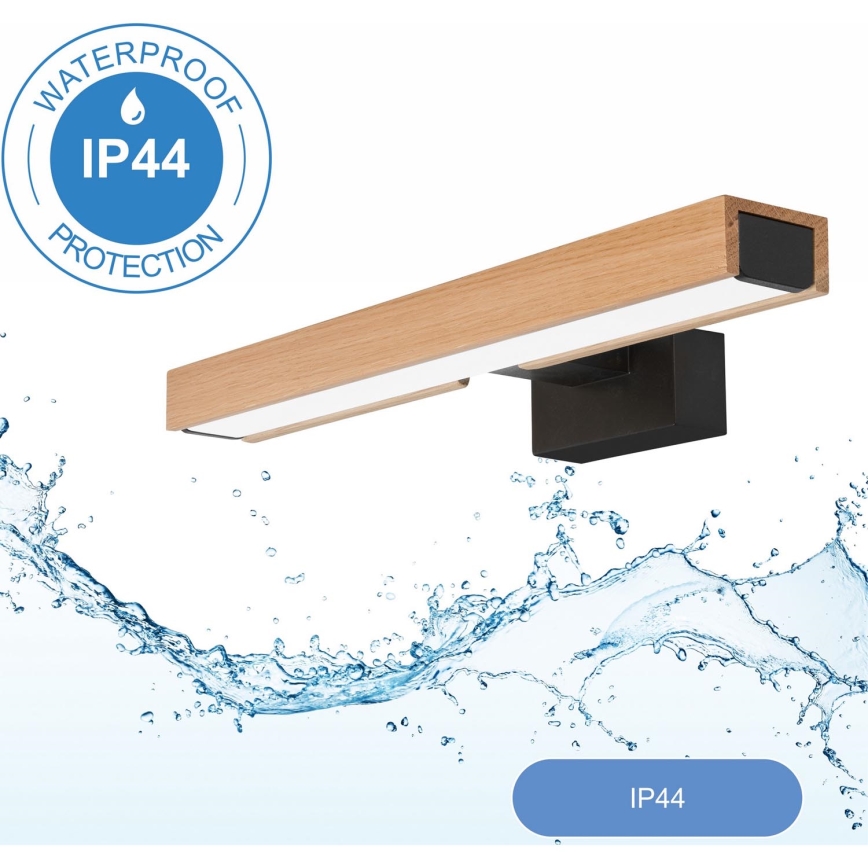 Brilagi - LED spejllampe til badeværelse WOODY MIRROR LED/8W/230V 40 cm IP44 eg/sort
